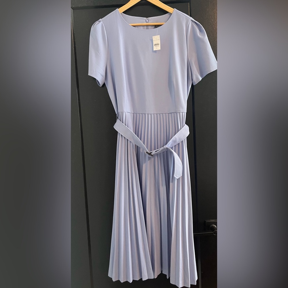 Ann Taylor Belted Pleated Flare Dress in Lilac - Picture 2 of 2